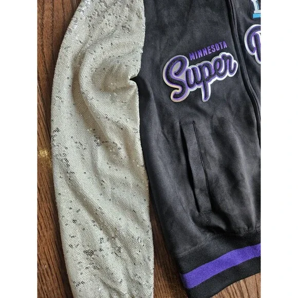 Alyssa Milano NFL Super Bowl 52 Minnesota BLKWomens Jacket Eagles Patriots S